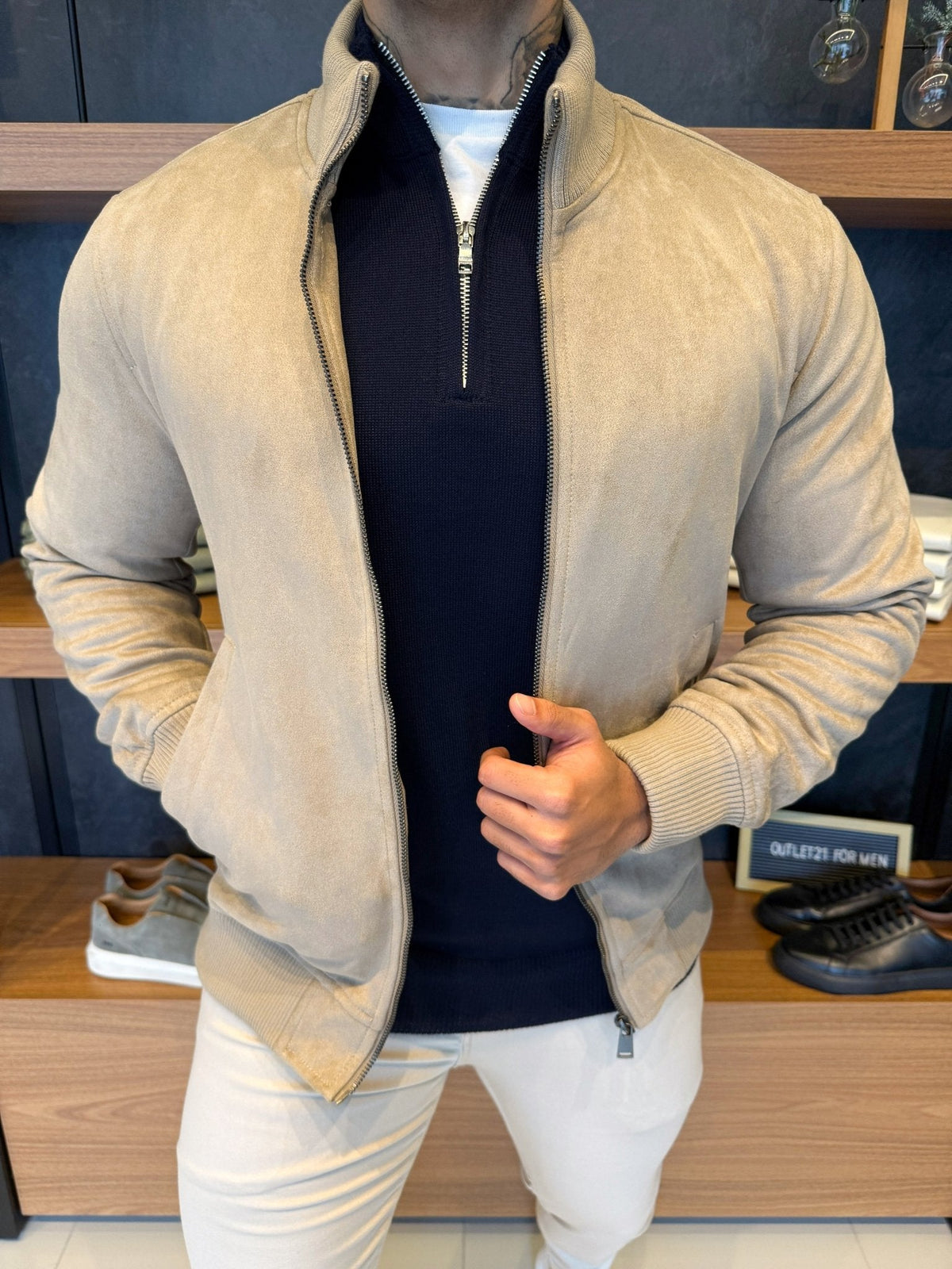 Jaqueta Masculina Suede Bege