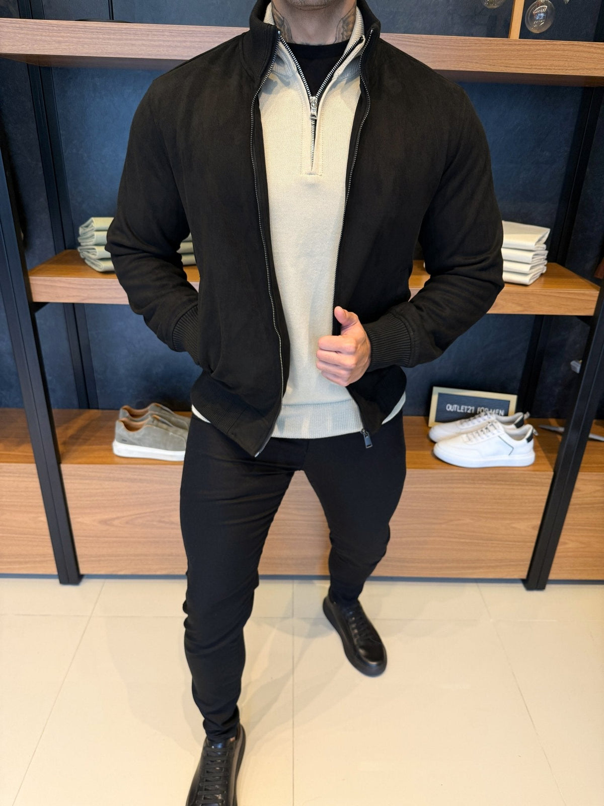 Jaqueta Masculina Suede Preta